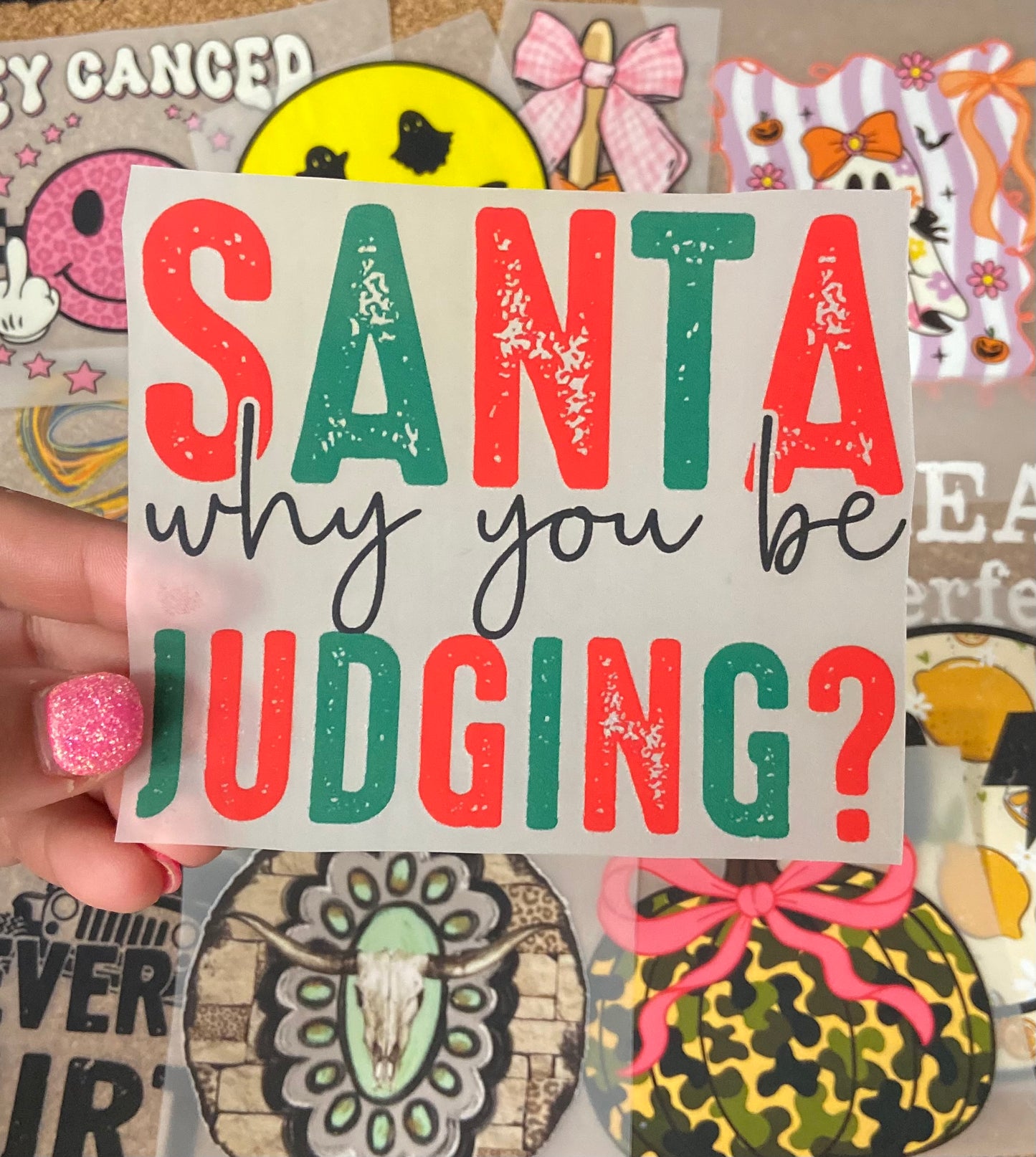 Santa Judgin DTF Trucker Hat Patch Only