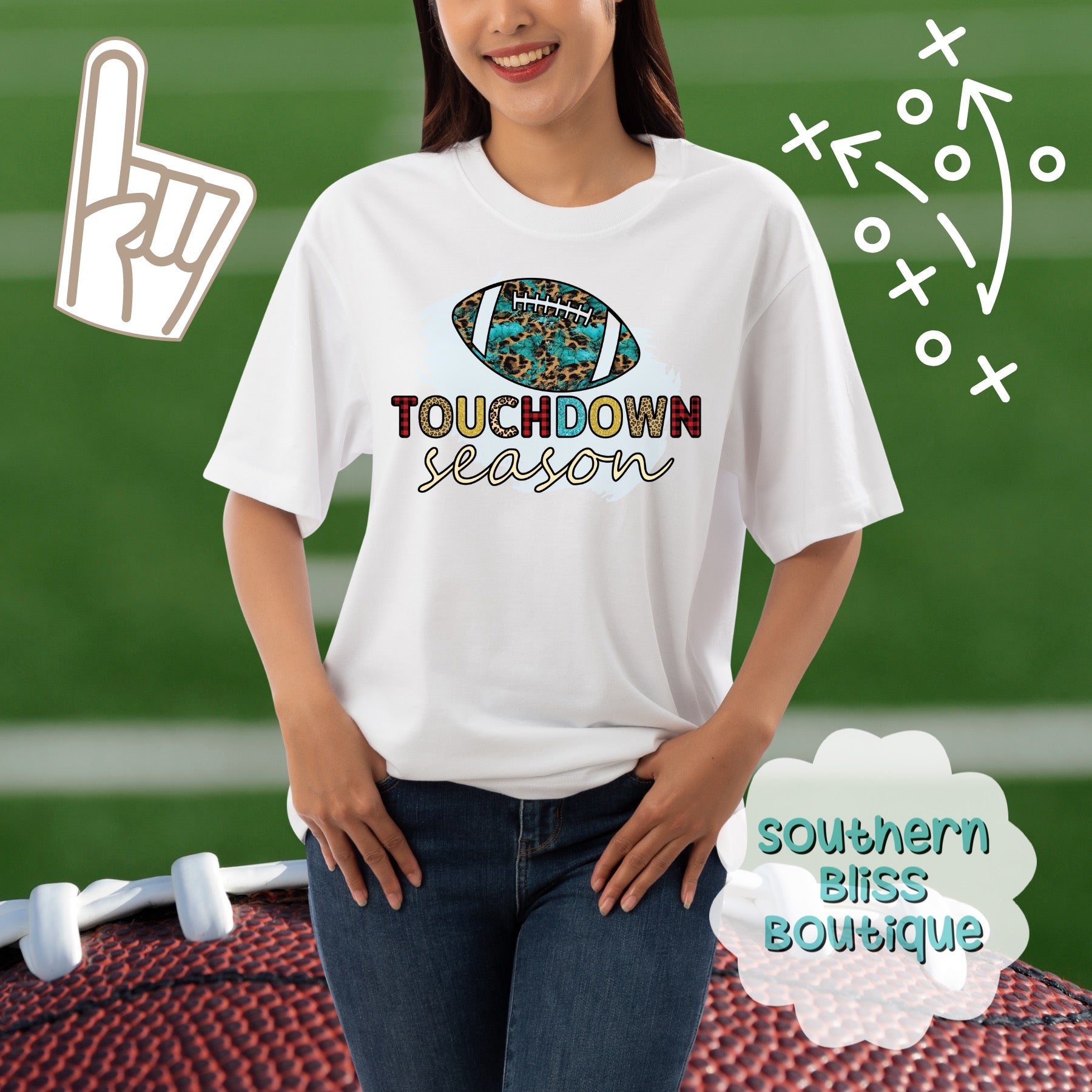 Touchdown Season Plaid Softstyle T-shirt