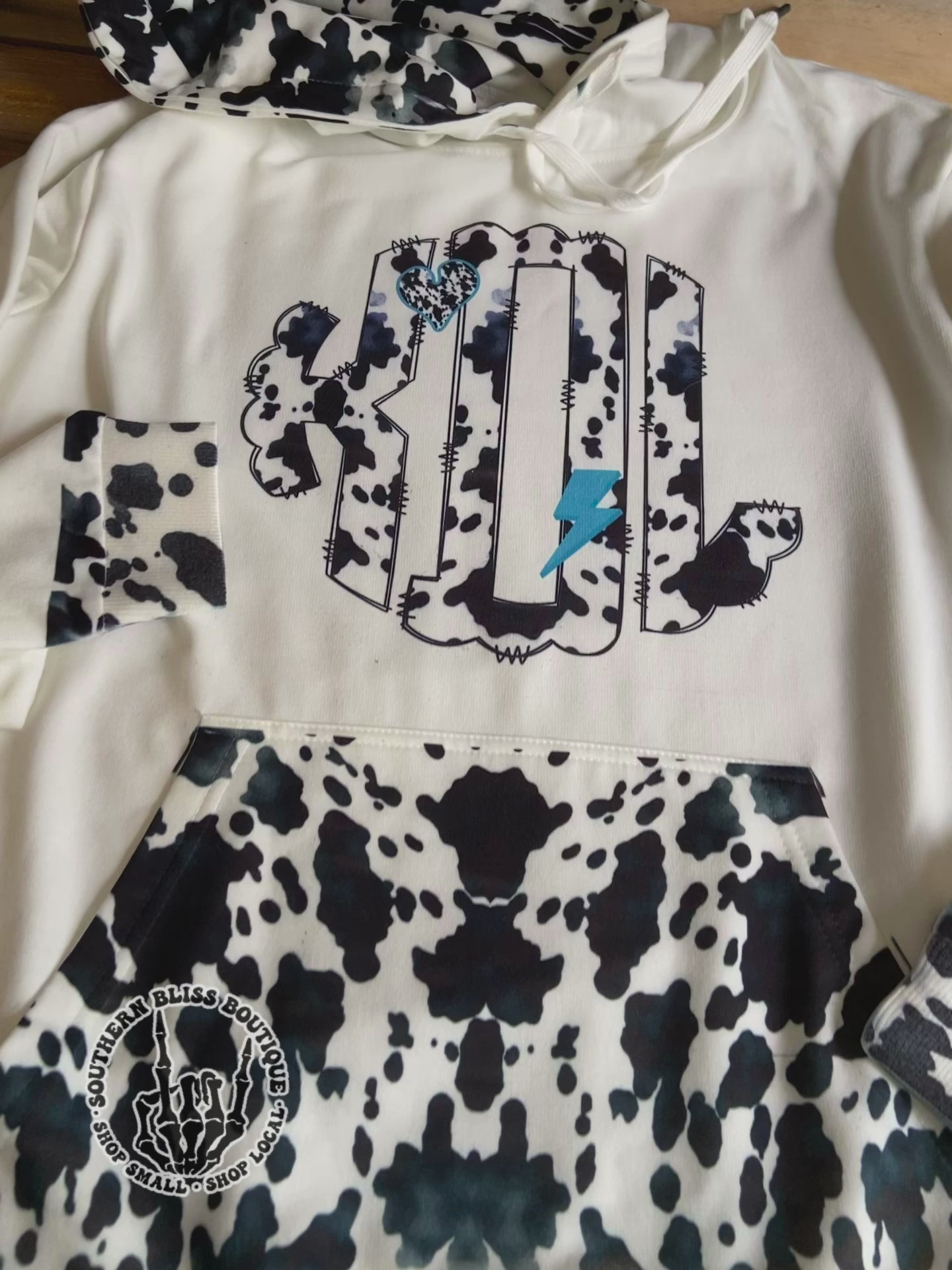 Cow Print Monogram Custom Hoodie
